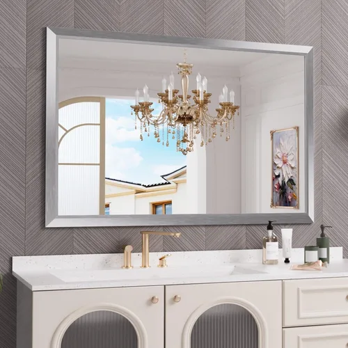 Miniatura 116 de Amorho Espejo de Baño Negro, Espejos de Pared de 24x30 Pulgadas con Marco de Metal Grueso para Sobre el Fregadero, Dormitorio, Sala de Estar
