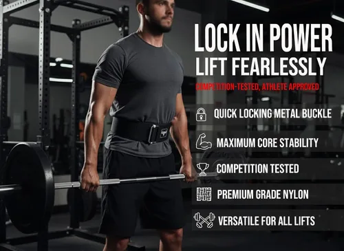 Miniatura 4 de IBRO Cinturón de Levantamiento de Pesas Premium con Cierre Rápido - Soporte para la Espalda para Powerlifting, Entrenamiento Cruzado y Culturismo