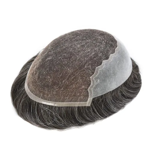 Miniatura 4 de Toupee - Sistemas de reemplazo de cabello para hombre, encaje frontal suizo, nudo blanqueado, pieza de cabello humano natural