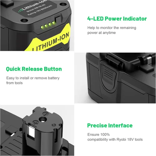 Miniatura 3 de TREE.NB 8.0Ah 18Volt Replacement for Ryobi 18V Lithium Battery Ultra-High Capacity Compatible with Ryobi ONE+ 18V Battery P102 P103 P104 P105 P106