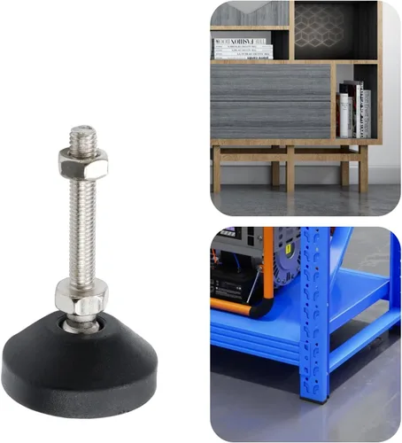 Miniatura 5 de Antrader 4 copas de pie ajustables con rosca M8, base de nailon reforzado, pies articulados de 2 pulgadas de diámetro, patas de muebles, longitud