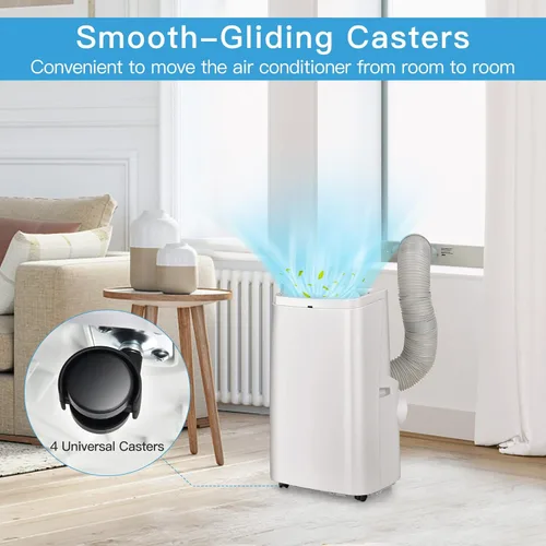 Miniatura 8 de PETSITE Aire acondicionado portátil 9000 BTU, unidad de refrigeración de unidad de CA 3 en 1 con deshumidificador y modos de ventilador