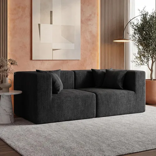 Miniatura 55 de MONVANE 55.5" Convertible Loveseat Sofa, 2-in-1 Boneless Sleeper Sofa Bed Futon Couch with Storage Pocket, Comfy Chenille Deep Seat Boneless Couch