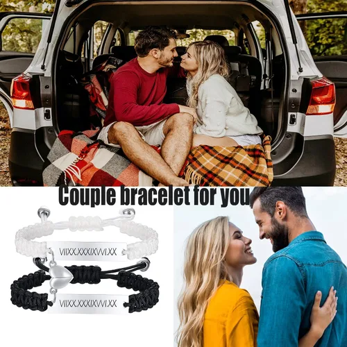 Miniatura 5 de XUANPAI Pulseras a juego para parejas mujeres y hombres, pulseras largas para él y ella, de relación, de aniversario, Navidad, regalos de cumpleaños