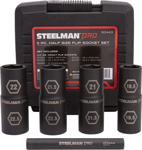 Miniatura 2 de Steelman Pro Juego de 5 piezas de llaves métricas de 6 puntos de pared delgada de impacto y barra de golpeo con medios tamaños