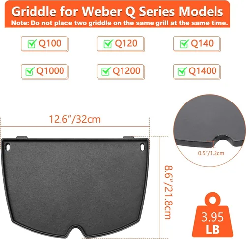 Miniatura 2 de Parrilla 6558 para parrillas Weber Q100 Q120 Q1000 serie Q1200, piezas de parrilla de hierro fundido para parrillas de gas Weber Q100/1000, parrilla