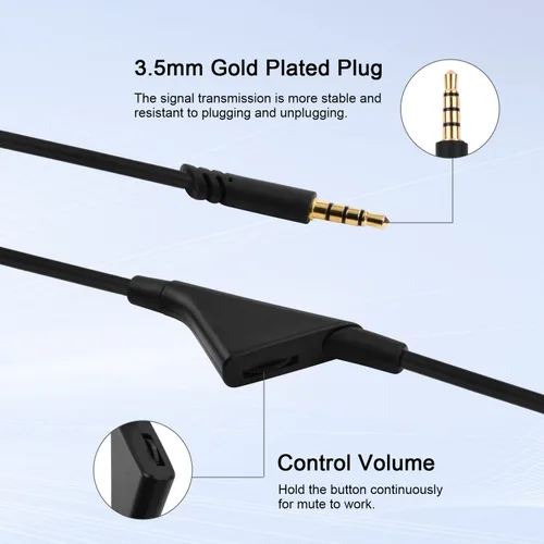 Miniatura 5 de Saipomor Cable de repuesto para auriculares A40 TR con control de volumen compatible con auriculares Logitech Astro A10 A30 A40 A40tr A50, funciona