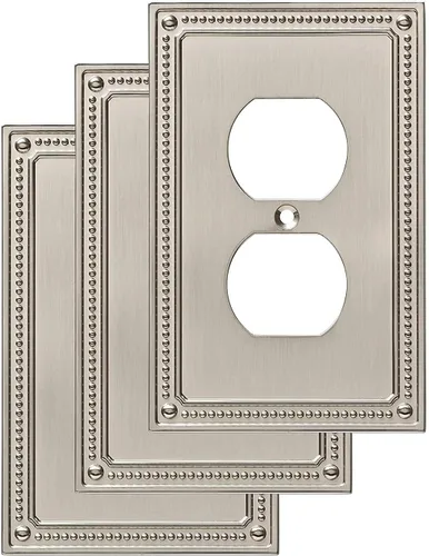 Miniatura 11 de Marco cobertor clásico de pared para interruptor de luz único con diseño de bolitas Franklin Brass, Plateado, W35065-SN-C