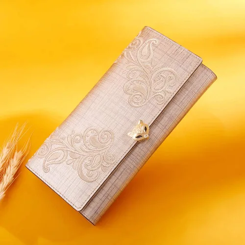 Miniatura 6 de Carteras de mano de cuero para mujer con triple pliegue carteras grandes