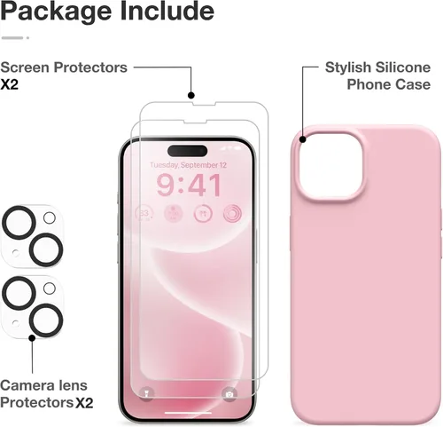 Miniatura 675 de GONEZ Funda de silicona para iPhone 15 Pro Max, compatible con Magsafe, protector de cámara + protector de pantalla, forro de microfibra suave