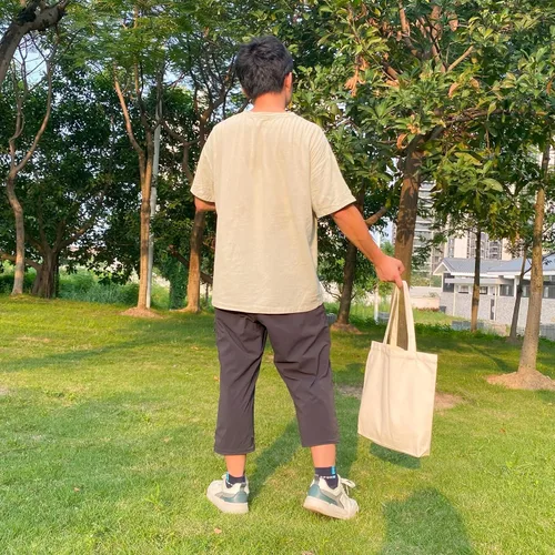 Miniatura 5 de Bolsas de lona de Koolmox, Bolsas de lona de algodón en blanco de gran resistencia con fondo plano, 6 piezas, Beige