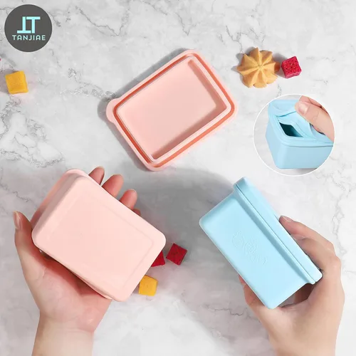 Miniatura 8 de Tanjiae Recipientes de silicona para niños, a prueba de fugas, recipientes pequeños para almuerzo con tapas para niños pequeños, 1 taza de moldes