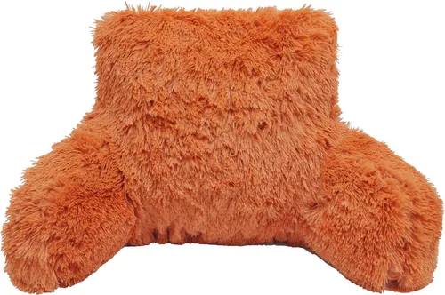 Miniatura 10 de Almohada de felpa de felpa lanuda de piel sintética con brazos para sentarse en la cama, sofá, cojín de cuña de apoyo de espalda con funda Azul