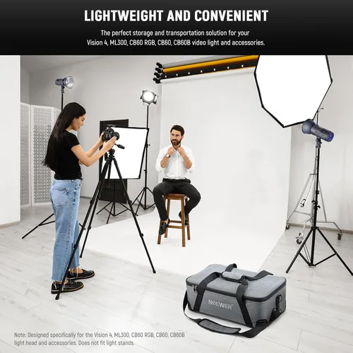 Miniatura 8 de NEEWER Bolsa de transporte con espuma movible acolchada para Studio Light Q300 Vision 4 ML300 CB60B RGB CB60 MS60B MS60C MS150B, bolsa de transporte