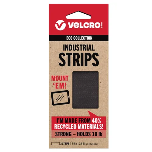 Velcro Brand ECO Collection Cintas, Tiras de Resistencia Industrial 3 pulgadas x 1 3/4 pulgadas, Materiales Sostenibles 40% Reciclados, 2 unidades