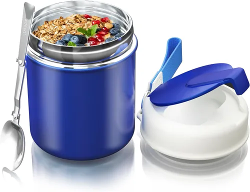 Miniatura 8 de Termo para comida caliente para niños, 15.8 onzas, recipiente de sopa a prueba de fugas, tarro de comida aislado de boca ancha con cuchara plegable