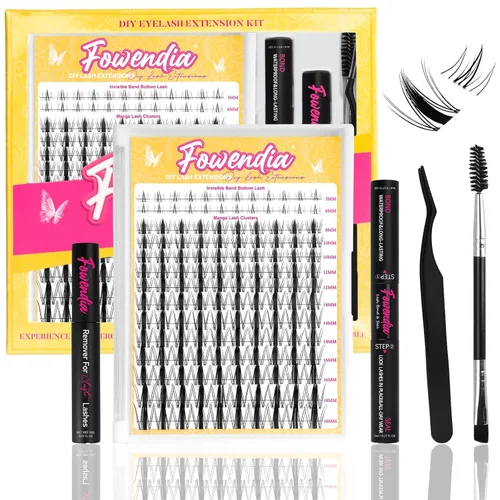 Kit de racimos de pestañas Fowendia Wanna Be 8-18mm, racimos de pestañas de manga de hadas, kit de extensión de pestañas DIY, impermeable, racimos