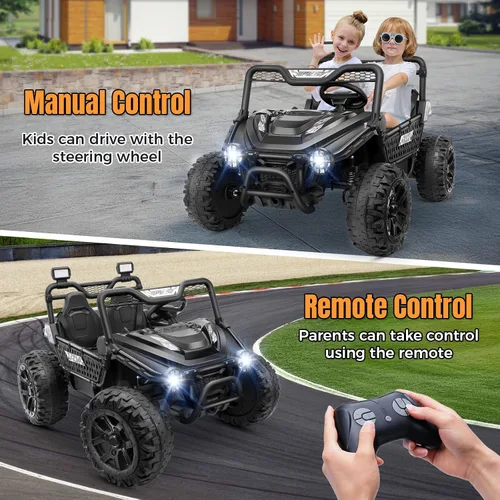 Miniatura 4 de Hikole Juguetes de paseo de 2 plazas de 24 V para niños grandes, camión eléctrico UTV con control remoto, asiento XXXL de 22 pulgadas, ruedas