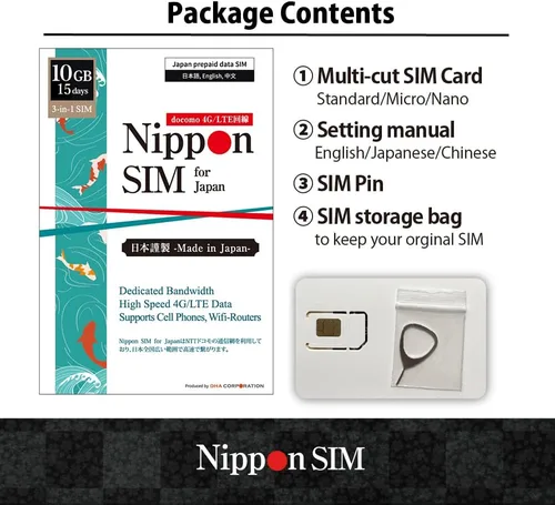 Miniatura 6 de Tarjeta SIM de Japón solo 15 días 10 GB de alta velocidad 4G LTE + datos ilimitados a velocidad reducida No se necesita itinerancia para un