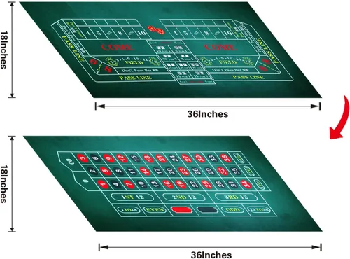 Miniatura 2 de BALIKEN - Tapete de mesa de ruleta de 36 x 18 pulgadas y dados de fieltro de grado profesional Verde/Verde