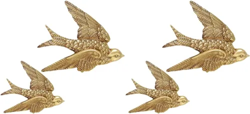 Garneck 4 piezas de un par de golondrinas montadas en la pared, adornos de Navidad, pájaros artificiales, escultura, decoración de pared, adorno de