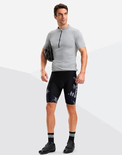 Miniatura 37 de Bikewa Pantalones cortos de ciclismo para hombre, con acolchado 4D, para ciclismo de carretera, con bolsillos con cremallera