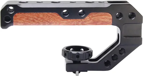 Miniatura 3 de Mango superior de madera para cámara con pasadores de localización de 3/8"-16, mango superior de madera con zapatos fríos compatible con interfaz