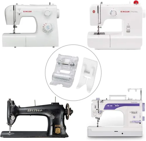 Miniatura 6 de CESUSME Prensatelas para máquina de coser con rodillos, 2 unidades, con forma de zigzag, antiadherente, teflón, para cantante, hermano, babylock