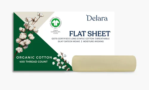 Miniatura 16 de GOTS Certified 100% Organic Cotton Flat Sheet, 400TC Long Staple Cotton, Ultra Soft, Silky, Moisture-Wicking, Smooth & Breathable, Best Sheets for