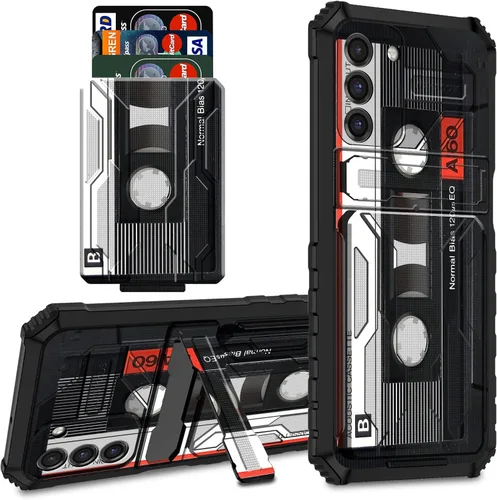 Miniatura 57 de Funda tipo cartera para Samsung Galaxy S22 Ultra con soporte para tarjeta de crédito y soporte de doble capa de policarbonato duro de PC suave TPU a