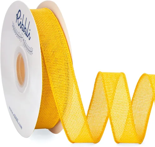 Miniatura 6 de Ribbli Cinta de arpillera natural con alambre, 1 pulgada x 20 yardas continuas, cinta de borde con alambre para coronas, lazos grandes, decoración
