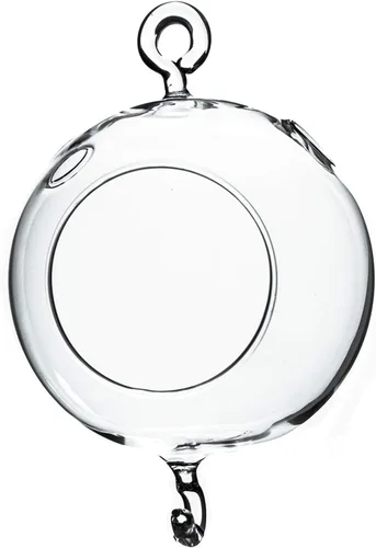 Miniatura 32 de WGV Globo de terrario colgante, ancho 5 pulgadas, altura 6 pulgadas, maceta de aire para suculentas, florero de vidrio transparente con parte