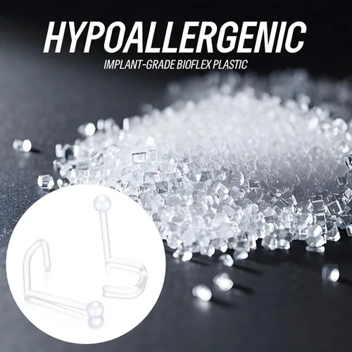Miniatura 2 de Clear Nose Ring Bioflex for Women and Men,Plastic Clear Nose Studs for Work L Shaped,Body Silicone Piercing Retainer 18g Nose Rings Studs Piercing