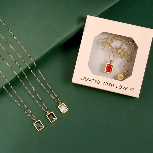 Miniatura 7 de Badu Collar de lágrima creada en oro de 18 quilates de 0.39 x 0.394 pulgadas para mujer, joyería de circonita cúbica solitaria, día de la madre