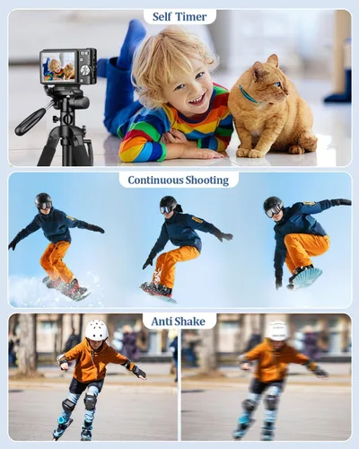 Miniatura 4 de Cámara digital mejorada, 50 MP de alta definición completa, 1080P con zoom de 16x antivibraciones, cámara compacta para niños, estudiantes, niños