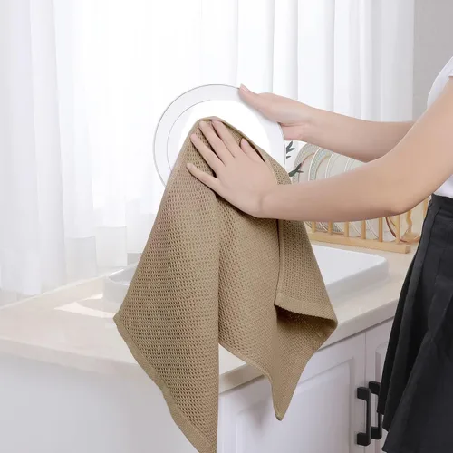 Miniatura 268 de Homaxy Trapos de cocina de 100% algodón, tejido de punto gofre, ultrasuaves, absorbentes y de secado rápido, 12 x 12 pulgadas, paquete de 6, blanco