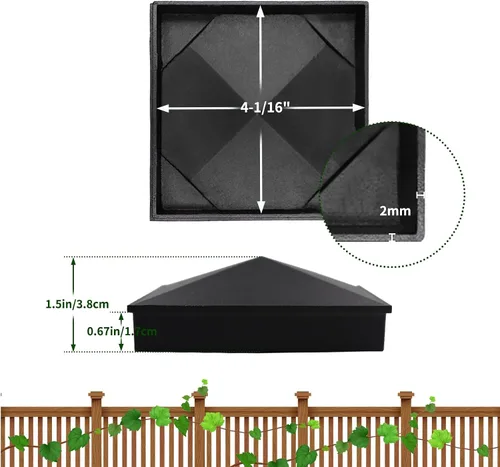 Miniatura 18 de Azdele Tapas de aluminio piramidal de 4 x 4 para postes nominales de madera de 4 x 4 pulgadas (verdadero 3.5 x 3.5 pulgadas), con superficie