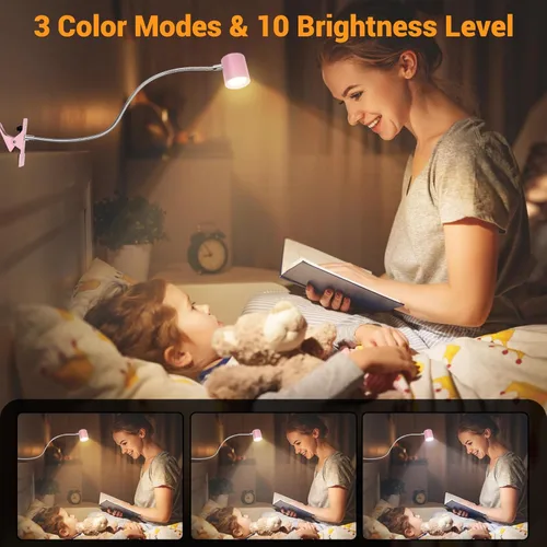 Miniatura 2 de Luz de lectura, 3 modos y 10 luces de clip de brillo, lámpara de escritorio, luces de lectura para el cuidado de los ojos para libros en la cama