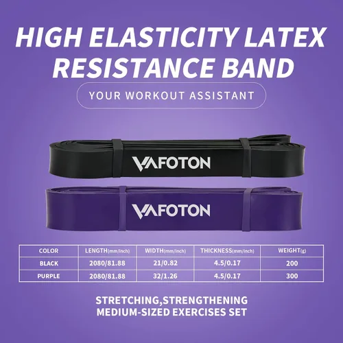 Miniatura 4 de VAFOTON Bandas de asistencia para dominadas, banda de resistencia de látex para entrenamiento de fuerza, calentamiento, estiramiento, construcción