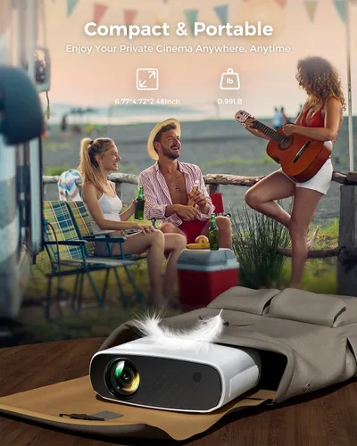 Miniatura 6 de ELEPHAS Mini proyector para iPhone, proyector portátil con trípode, proyector exterior HD de 1080P, proyector de películas compatible con Android
