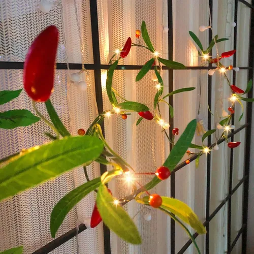 Miniatura 15 de Guirnalda de luces artificiales de frutas y mandarina, luces LED de naranjas, enredaderas colgantes, guirnalda de plantas, bayas artificiales, luz