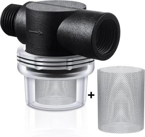 2 piezas de juego de filtro colador de bomba de agua Incluye filtro de tubería giratorio y pantalla de acero inoxidable extra de 50 mallas,