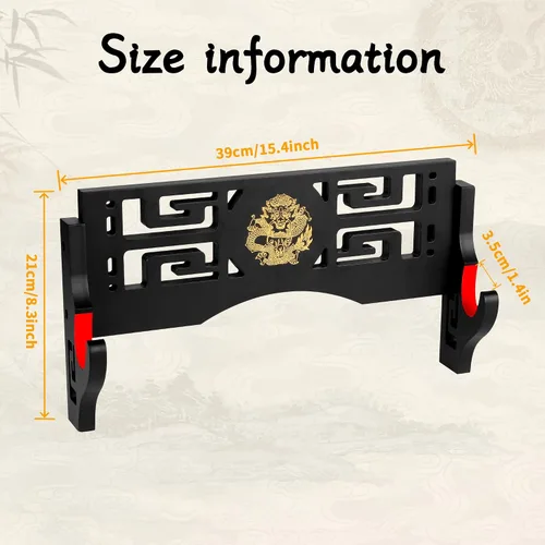 Miniatura 6 de Alyoen Soporte de pared Katana para espada Samurai con gancho acolchado de terciopelo y patrón de dragón, soporte de espada para sable de luz