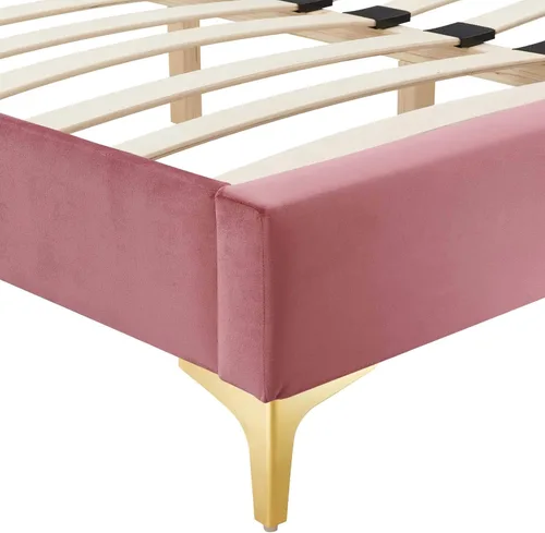 Miniatura 6 de Modway MOD-6305-DUS Sutton - Marco de cama de terciopelo de rendimiento individual, color rosa polvoriento