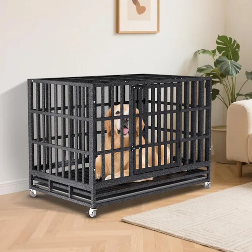 Miniatura 2 de Jaula Kennel para Perros de Servicio Pesado de 38 Pulgadas con Ruedas, Jaulas para Perros Indestructibles de Alta Ansiedad para Perros Grandes, XL