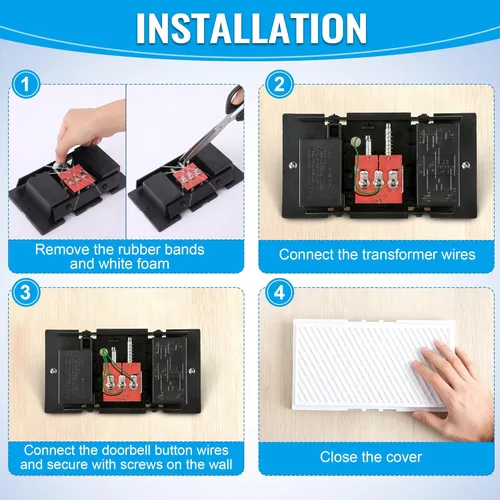 Miniatura 6 de Saillong Timbre de puerta con cable, 16 V 10 VA timbre de puerta delantera y trasera para pared del hogar, compatible con timbre y transformador