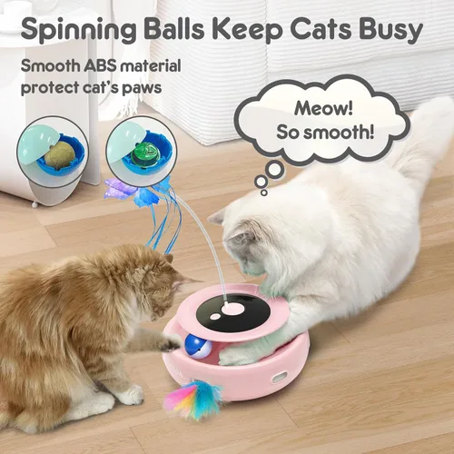 Miniatura 2 de ORSDA Juguete para gatos, juguete interactivo electrónico automático 3 en 1 con plumas de emboscada en movimiento, mariposa revoloteante, bolas