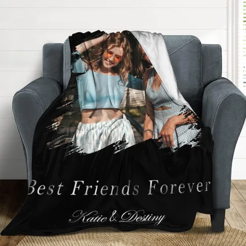 Miniatura 2 de D-Story Manta personalizada con fotos, texto, Manta personalizada con imagen, texto o fotos para mejores amigas, hermanas, regalos para cumpleaños