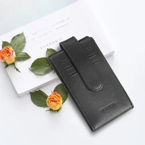 Miniatura 7 de FUNTOR - Carteras pequeñas para mujer, soporte delgado y plegable para tarjetas de crédito con bolsillo para monedas con cremallera, A: Negro