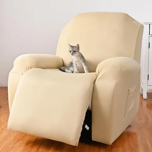 Miniatura 14 de vctops Fundas para sofá reclinable de 3 cuerpos, de punto, elásticas, suaves, lisas, antideslizantes, para sofá, protector de muebles con parte